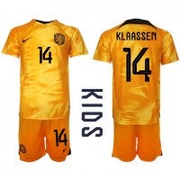 Fotbalové Dres Holandsko Davy Klaassen #14 Dětské Domácí MS 2022 Krátký Rukáv (+ trenýrky)